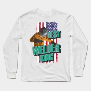 Best welder king USA flag Long Sleeve T-Shirt